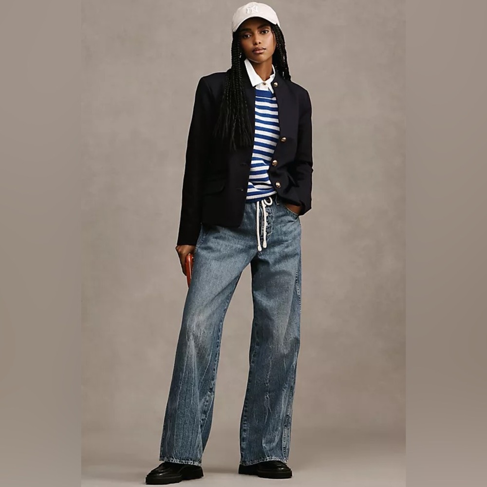 NWT Anthropologie Maeve Ponte Naval Peacoat Blazer in NAVY, Size 6 - Picture 2 of 8